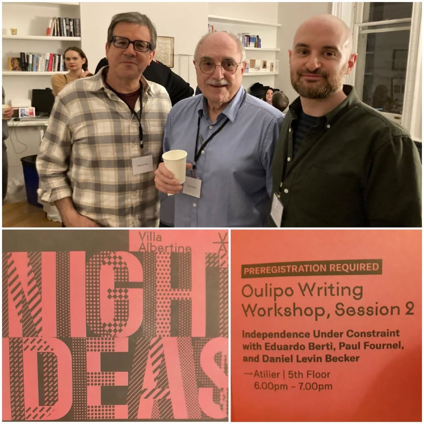 Oulipiens à New York ! Hier soir, l'Oulipo etait à la Villa Albertine de NY pour participer à la "Nuit des idées" (Night of ideas). Paul Fou…